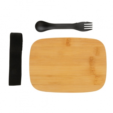 Logotrade promotional products photo of: Stainless steel lunchbox with bamboo lid and spork