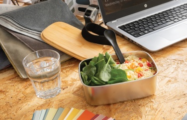 Logo trade promotional products picture of: Stainless steel lunchbox with bamboo lid and spork