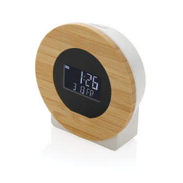 Logo trade promotional merchandise image of: Utah RCS rplastic and bamboo LCD desk clock