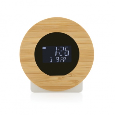 Logo trade advertising product photo of: Utah RCS rplastic and bamboo LCD desk clock