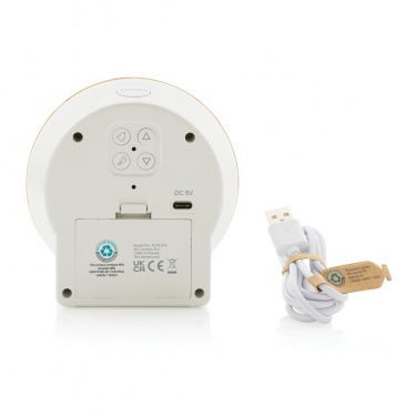 Logo trade promotional merchandise image of: Utah RCS rplastic and bamboo LCD desk clock