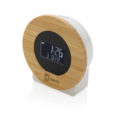 Logo trade promotional products picture of: Utah RCS rplastic and bamboo LCD desk clock