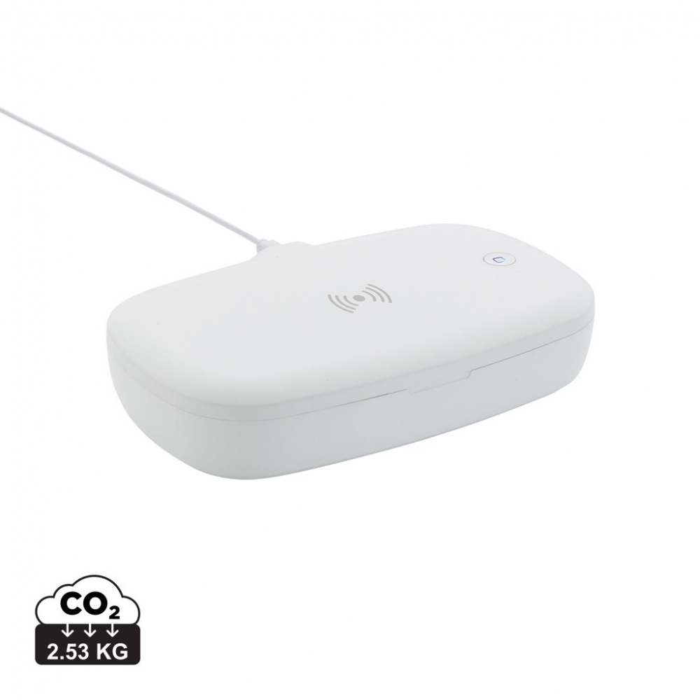 Logo trade corporate gifts image of: UV-C steriliser box with 5W wireless charger