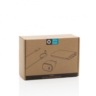 Logo trade corporate gifts picture of: Surge RCS recyled PET 20W type C 3 pcs charging set