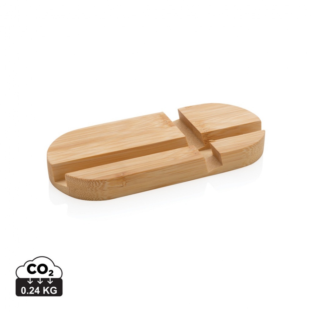 Logo trade business gifts image of: Bamboo tablet and phone holder