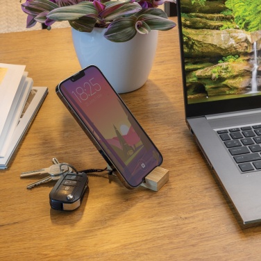 Logo trade promotional merchandise picture of: Standkey bamboo keychain phone stand