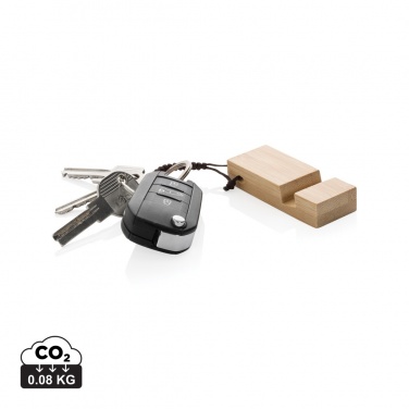 Logo trade promotional merchandise photo of: Standkey bamboo keychain phone stand