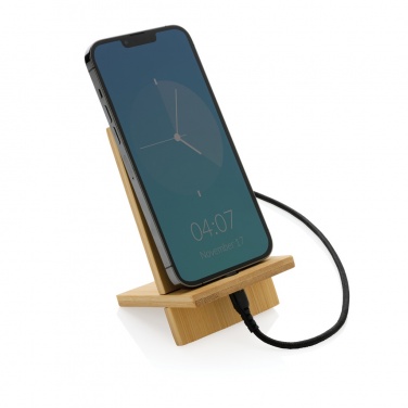 Logo trade promotional merchandise image of: Bamboo phone stand in kraft box