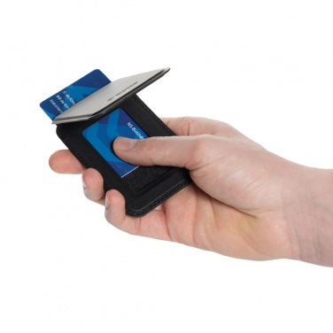 Logo trade corporate gifts picture of: Magstand RCS recycled PU magnetic phone wallet with stand