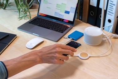 Logo trade promotional gift photo of: 3-in-1 cable with 5W bamboo wireless charger