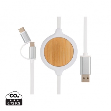 Logo trade promotional products image of: 3-in-1 cable with 5W bamboo wireless charger