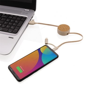 Logotrade promotional merchandise picture of: Cork and Wheat 6-in-1 retractable cable