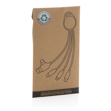 Logo trade promotional giveaways picture of: RCS recycled plastic Ontario 6-in-1 round cable