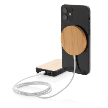 Logo trade promotional item photo of: 10W bamboo magnetic wireless charger