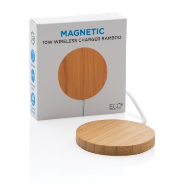 Logo trade promotional products picture of: 10W bamboo magnetic wireless charger
