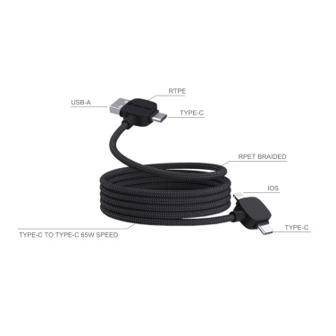 Logo trade promotional products picture of: Urban Vitamin Stockton 65W RCS RTPE/RPET magnetic cable