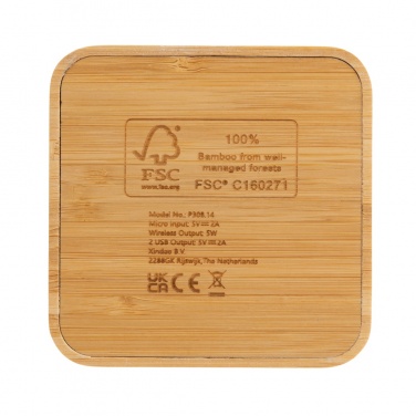 Logotrade corporate gift image of: Bamboo 5W wireless charger with USB