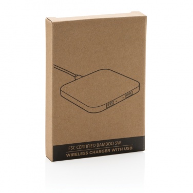Logotrade corporate gift picture of: Bamboo 5W wireless charger with USB