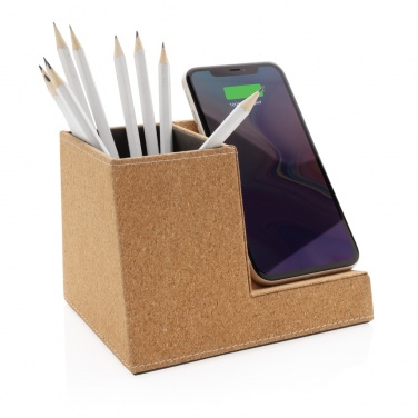 Logo trade promotional product photo of: Cork pen holder and 5W wireless charger