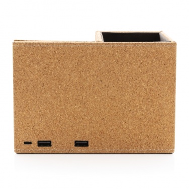 Logo trade promotional merchandise image of: Cork pen holder and 5W wireless charger
