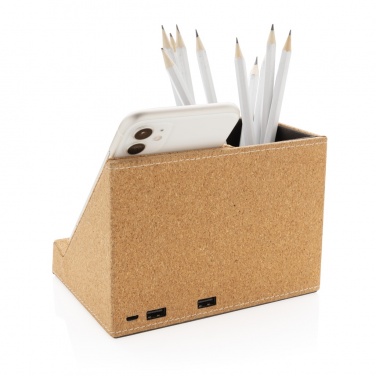 Logotrade promotional merchandise photo of: Cork pen holder and 5W wireless charger
