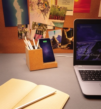Logotrade promotional merchandise picture of: Cork pen holder and 5W wireless charger