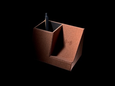 Logo trade promotional merchandise picture of: Cork pen holder and 5W wireless charger