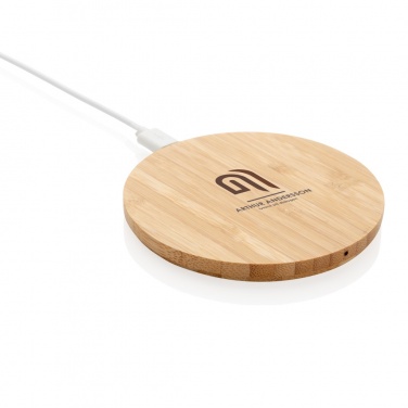 Logotrade promotional merchandise photo of: Bamboo 5W round wireless charger