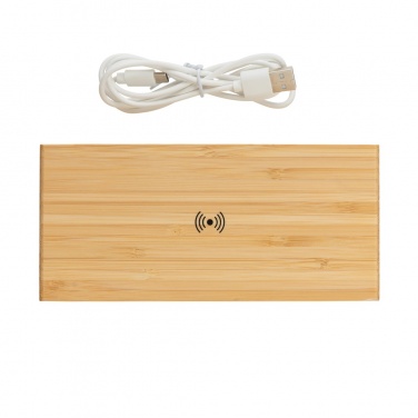 Logotrade promotional product picture of: Bamboo alarm clock with 5W wireless charger