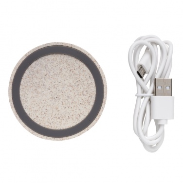 Logotrade promotional gift image of: Wheat Straw 5W round wireless charging pad