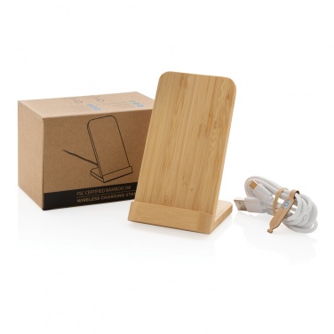 Logotrade promotional gifts photo of: Bamboo 5W wireless charging stand