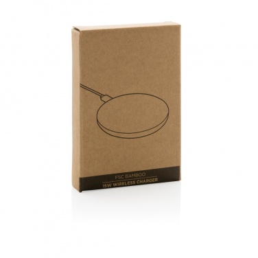 Logo trade promotional gifts image of: Bamboo 15W wireless charger