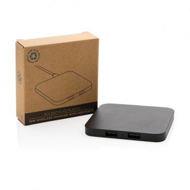 Logotrade business gift image of: RCS recycled plastic 10W Wireless charger with USB Ports