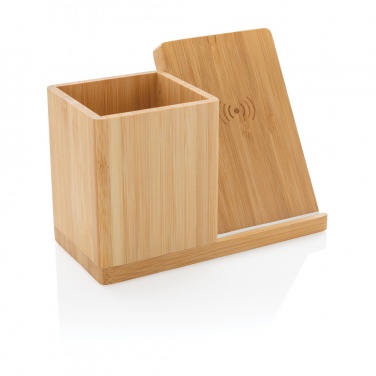 Logo trade promotional merchandise image of: Calgary bamboo 10W wireless charger