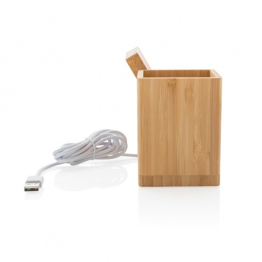 Logo trade corporate gifts image of: Calgary bamboo 10W wireless charger