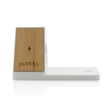 Logotrade promotional items photo of: Ontario recycled plastic & bamboo 3-in-1 wireless charger