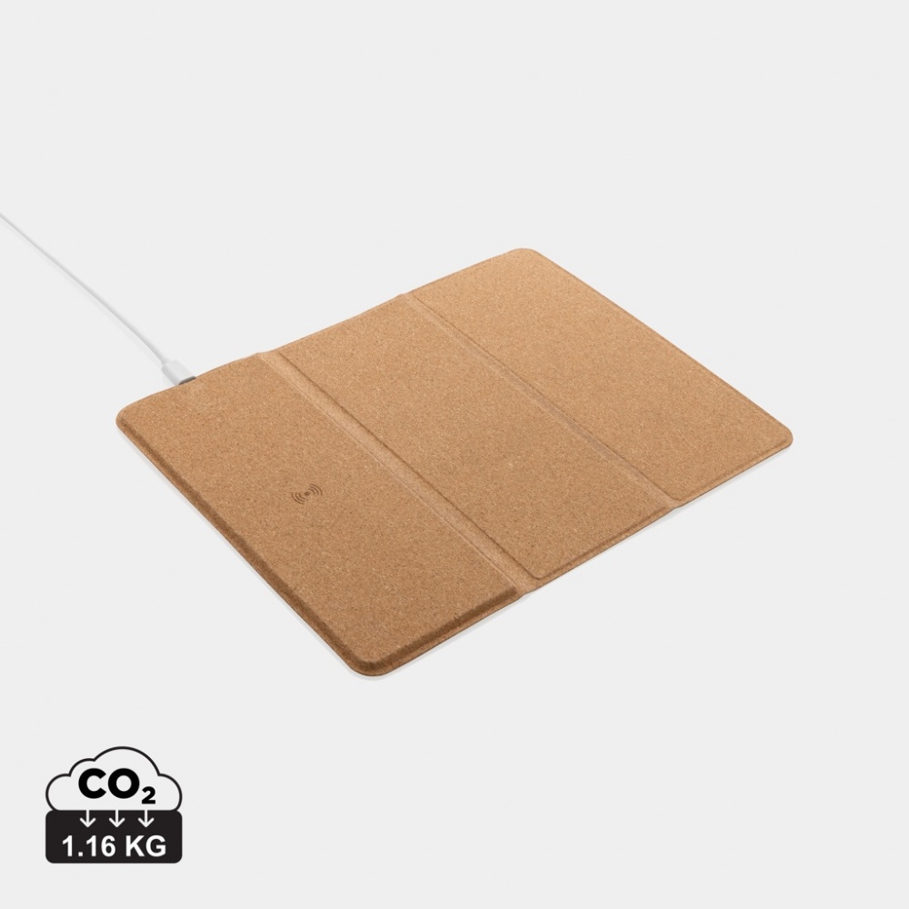 Logotrade promotional gift picture of: 10W wireless charging cork mousepad and stand