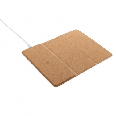 Logo trade promotional giveaway photo of: 10W wireless charging cork mousepad and stand
