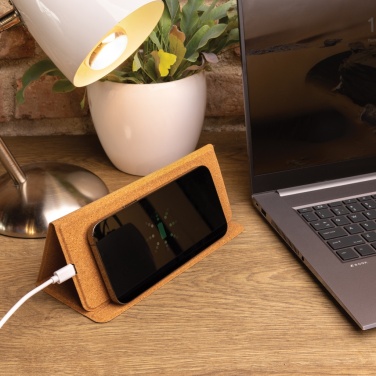Logo trade promotional item photo of: 10W wireless charging cork mousepad and stand