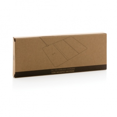 Logo trade advertising products picture of: 10W wireless charging cork mousepad and stand