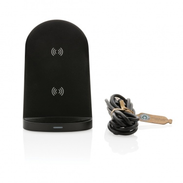 Logo trade corporate gifts image of: RCS recycled plastic double coil wireless stand 15W
