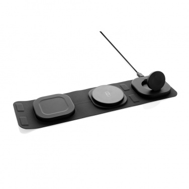 Logo trade promotional gifts image of: Swiss Peak RCS rplastic 3-in-1 wireless 15W travel charger