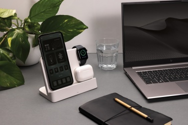 Logo trade promotional product photo of: Joltz RCS recycled plastic dual 15W charger with iWatch slot