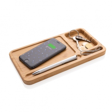 Logo trade promotional giveaway photo of: Bamboo desk organiser 5W wireless charger