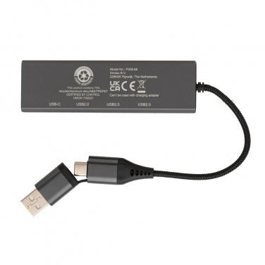 Logo trade advertising product photo of: Terra RCS recycled aluminium hub with 3 USB ports