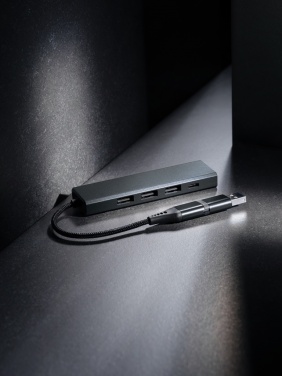 Logo trade promotional giveaway photo of: Terra RCS recycled aluminium hub with 3 USB ports