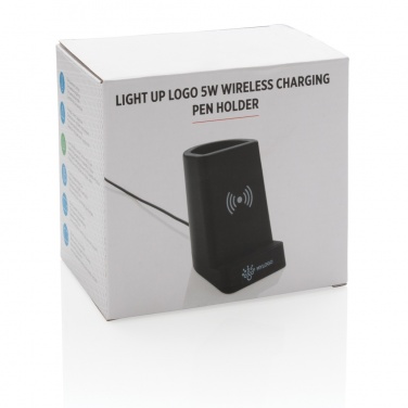 Logo trade promotional gift photo of: Light up logo 5W wireless charging pen holder
