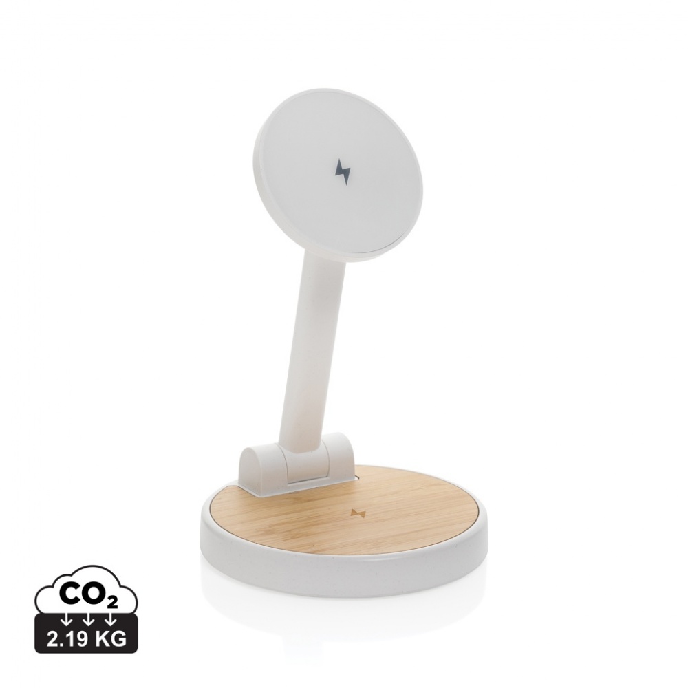 Logo trade business gifts image of: Ontario RCS rplastic 15W magnetic charging 2 in 1 stand