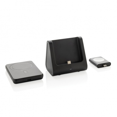 Logotrade promotional item image of: Powerbase RCS recycled plastic 3 in 1 charger with powerbank