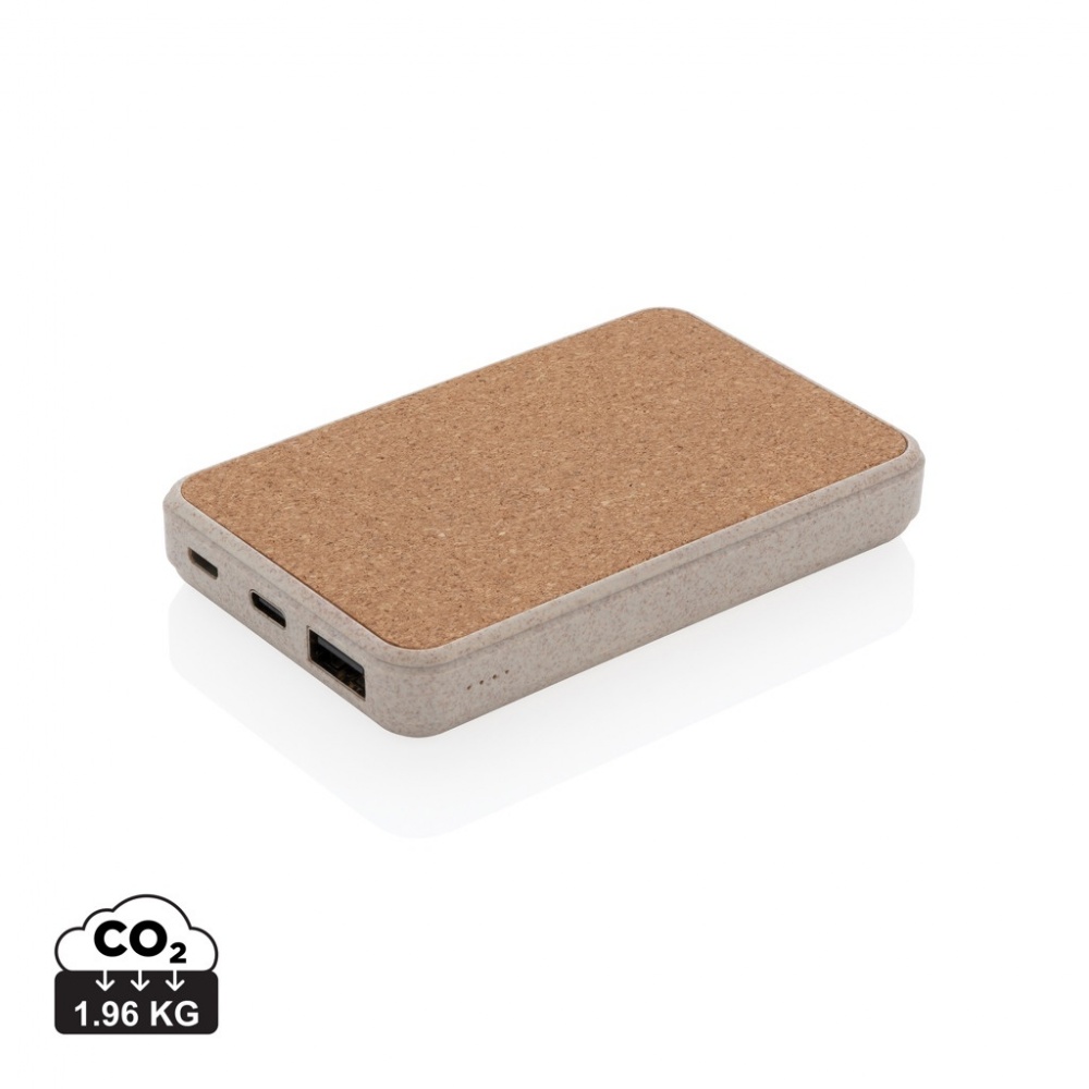 Logo trade promotional merchandise image of: Cork and Wheat 5.000 mAh pocket powerbank